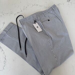 PT Torino seersucker cotton pants blue white Size 42 Euro 58